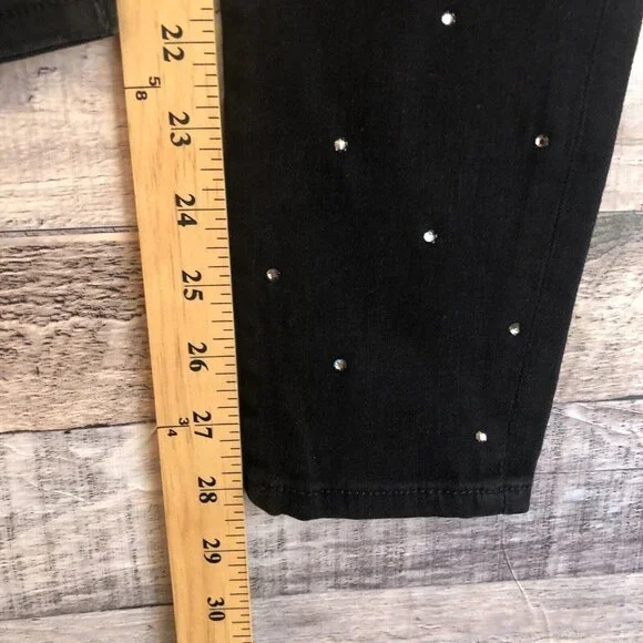 DL1961 Emma Low Rise Skinny Jeans in Kershaw Size 25 Black with Bling - Picture 11 of 11